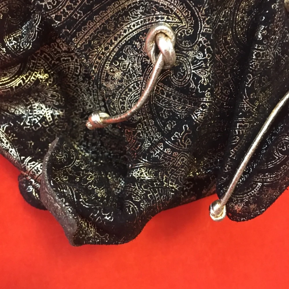 Carlos Falchi vintage 80s suede metallic shoulder bag